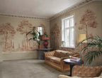 Andrea wall mural by Sandberg – forest & woodland design, Orange – Terracotta – styled in a room setting, view 9