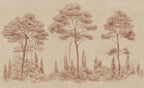 Andrea wall mural by Sandberg – forest & woodland design, Orange – Terracotta – flat swatch showing the repeat, view 3