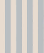 Sam wallpaper by Sandberg, broad vertical stripes in dusty blue and cream, flat swatch