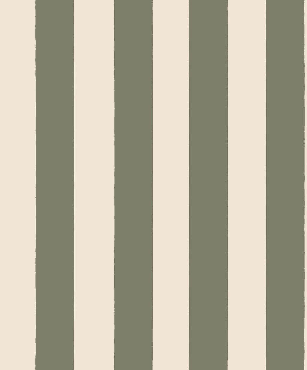 Sam wallpaper by Sandberg, broad vertical stripes in olive green and cream, flat swatch