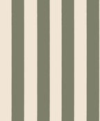 Sam wallpaper by Sandberg, broad vertical stripes in olive green and cream, flat swatch