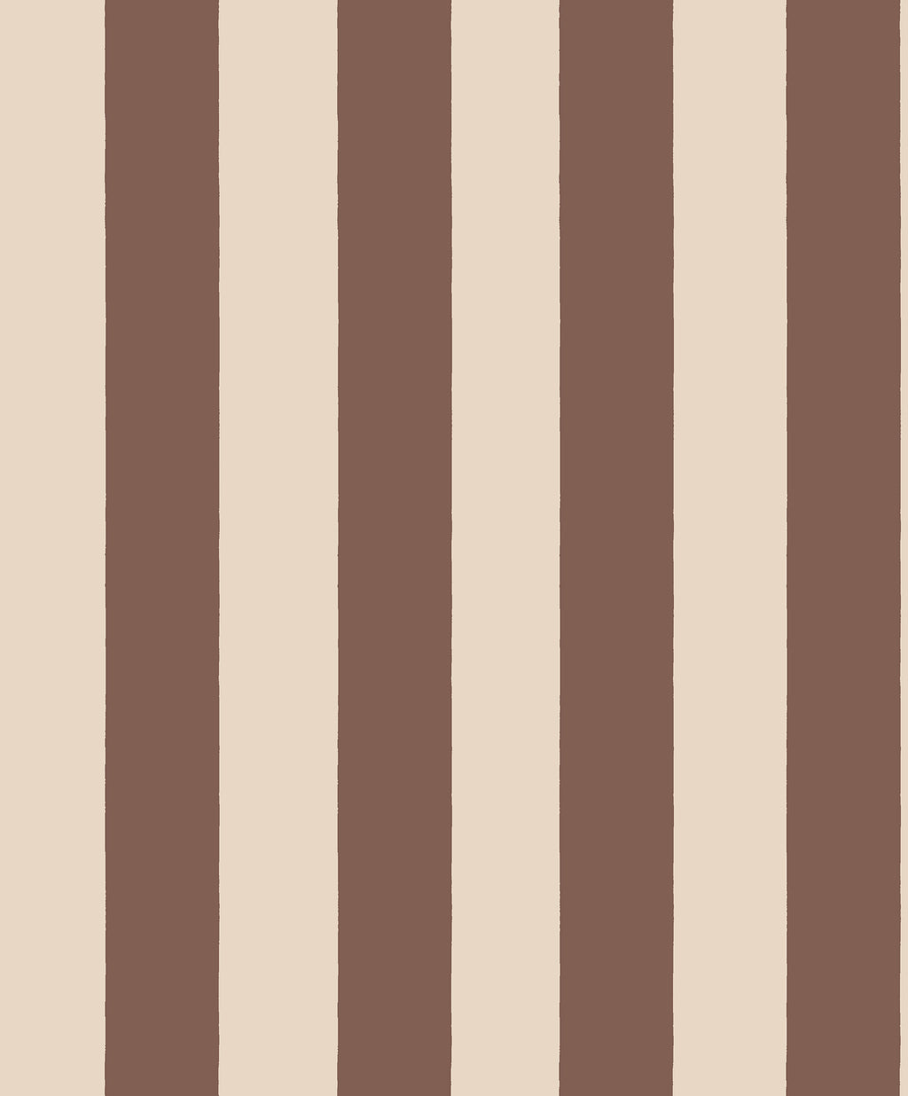 Sam wallpaper by Sandberg, broad vertical stripes in warm brown and cream, flat swatch