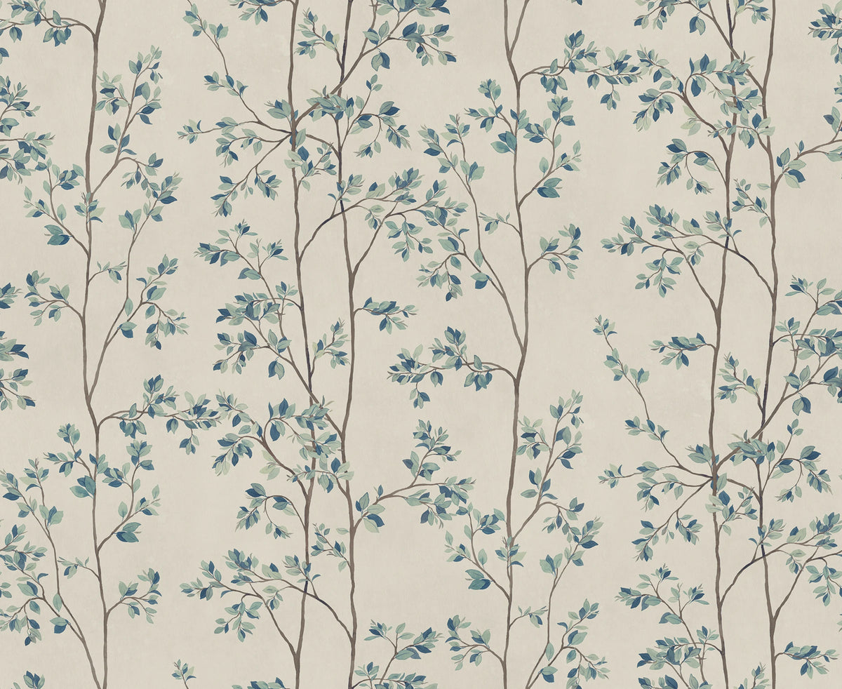 Laura wallpaper by Sandberg – botanical design, Blue – flat swatch showing the repeat, view 2