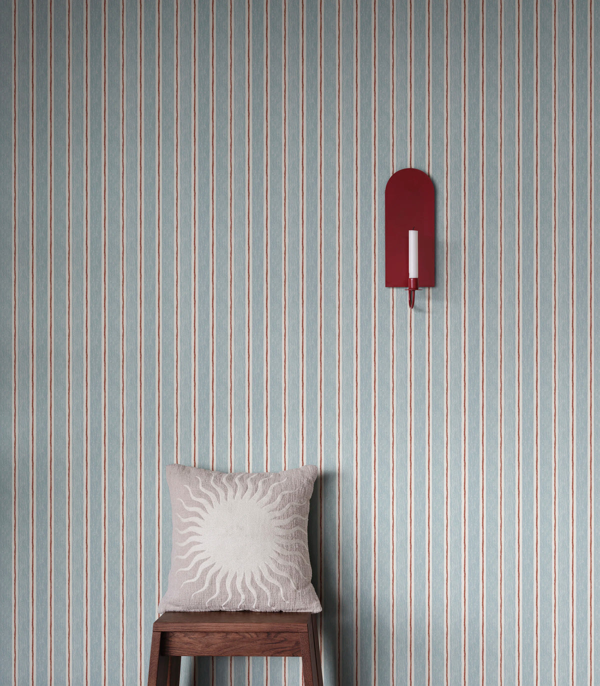 Albin wallpaper by Sandberg – stripe design, Blue – styled in a room setting, view 3