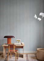 Albin wallpaper by Sandberg – stripe design, Blue – styled in a room setting, view 4