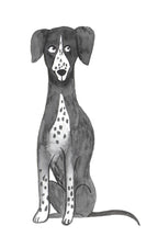 Taiga Dogs & Friends wall mural by Sandberg in white, close-up of a single spotted watercolour dog sitting