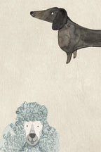 Taiga Dogs & Friends wall mural by Sandberg in sand beige, close-up of a watercolour dachshund and poodle