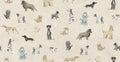 Taiga Dogs & Friends wall mural by Sandberg in sand beige, flat view of watercolour dog breeds across a cream ground