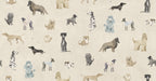 Taiga Dogs & Friends wall mural by Sandberg in sand beige, flat view of watercolour dog breeds across a cream ground