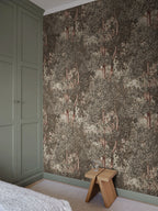Charles wallpaper by Sandberg – forest & woodland design, Grey – styled in a room setting, view 5