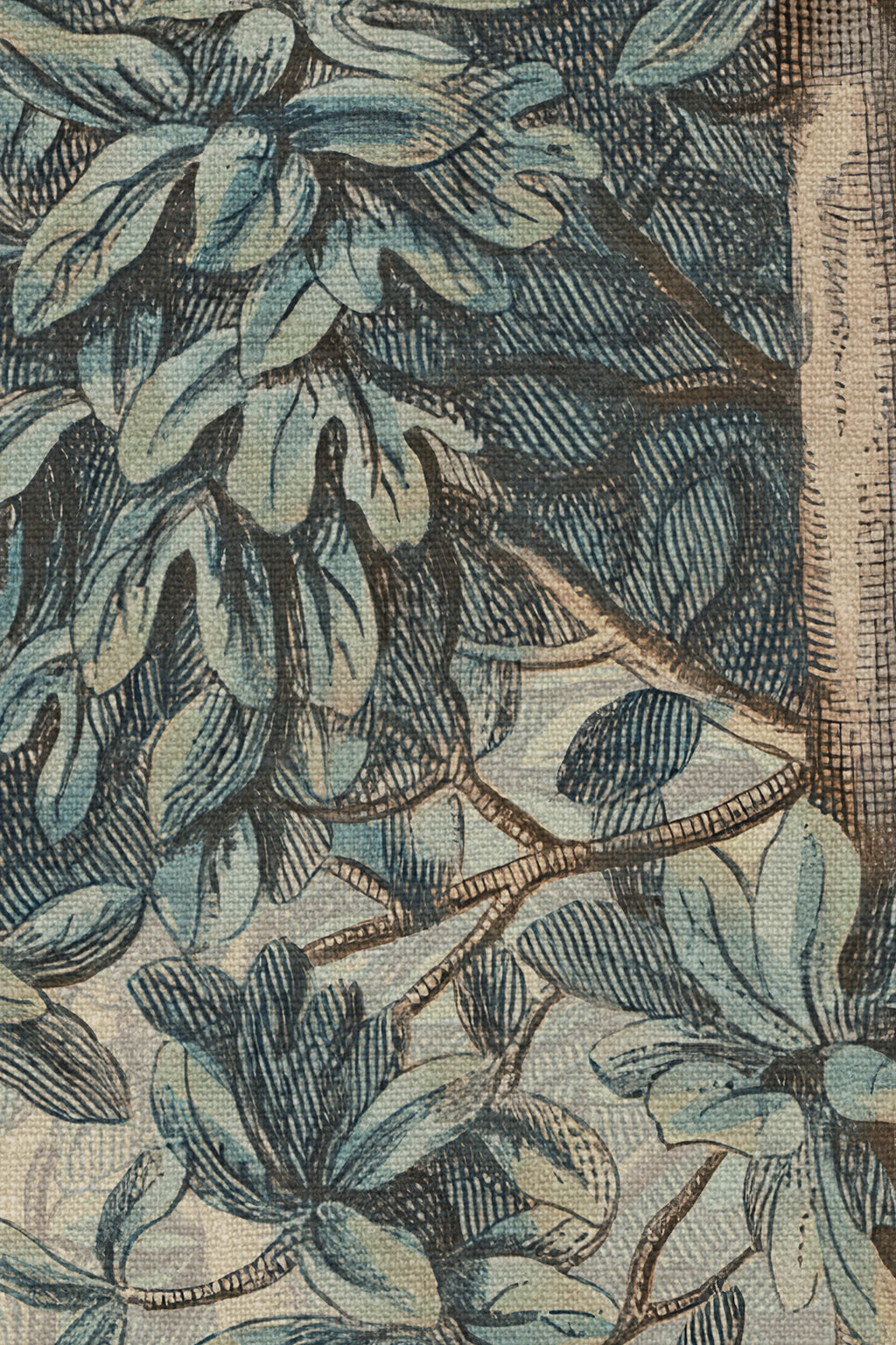 Charles wallpaper by Sandberg – forest & woodland design, Blue – close-up of the print and texture
