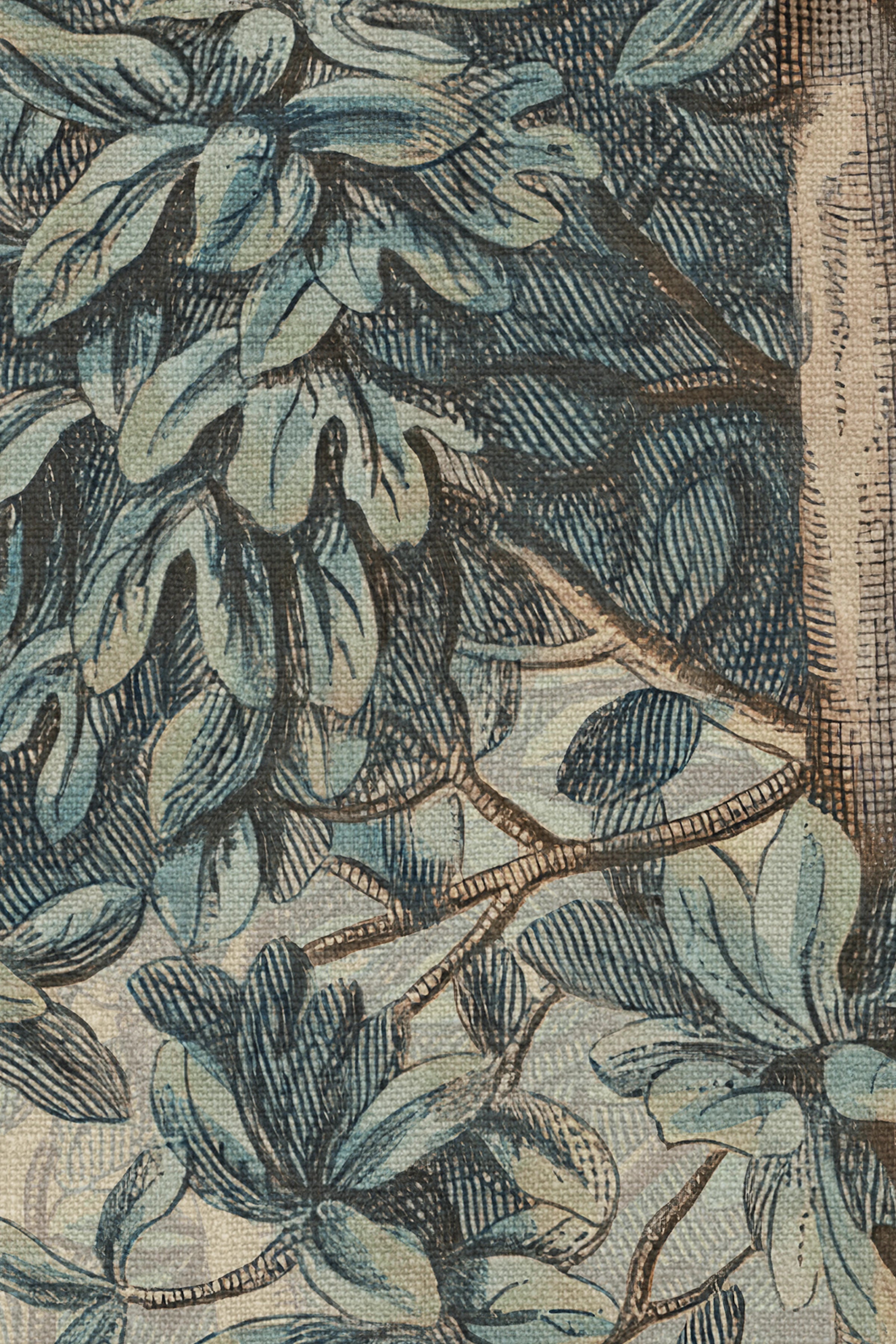 Charles wallpaper by Sandberg – forest & woodland design, Blue – close-up of the print and texture