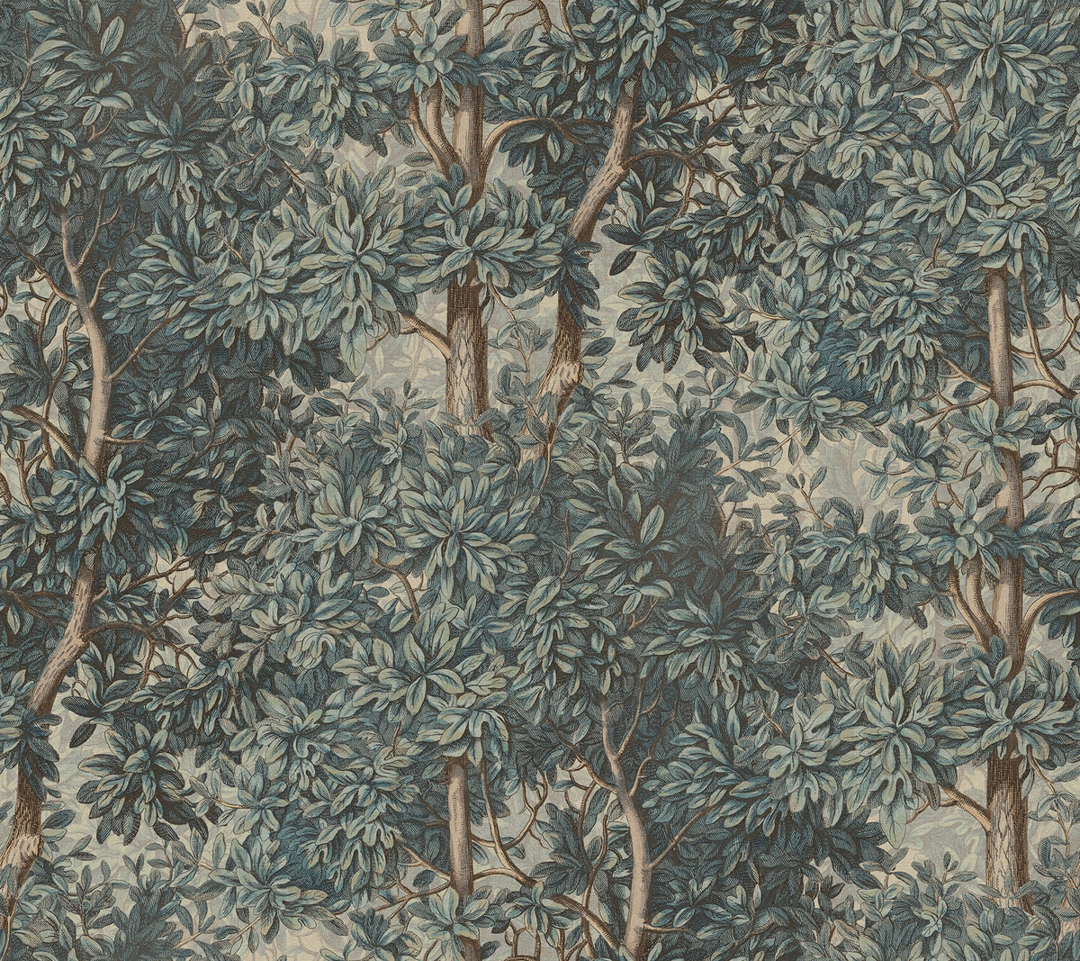 Charles wallpaper by Sandberg – forest & woodland design, Blue – flat swatch showing the repeat