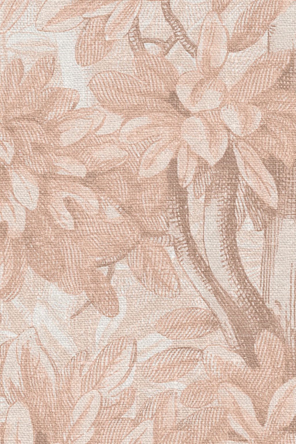 Charles wallpaper by Sandberg – forest & woodland design, Pink – Blush – close-up of the print and texture, view 2