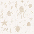 Della wallpaper by Sandberg in Beige, watercolour octopus, turtles, starfish and shells on a cream ground