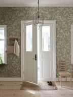 Linnea Mural wall mural by Sandberg – floral design, Green – Garden Green – styled in a room setting