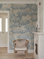 Alba Mural wall mural by Sandberg – forest & woodland design, Light Blue – styled in a room setting, view 13