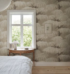 Alba Mural wall mural by Sandberg – forest & woodland design, Beige – styled in a room setting, view 2