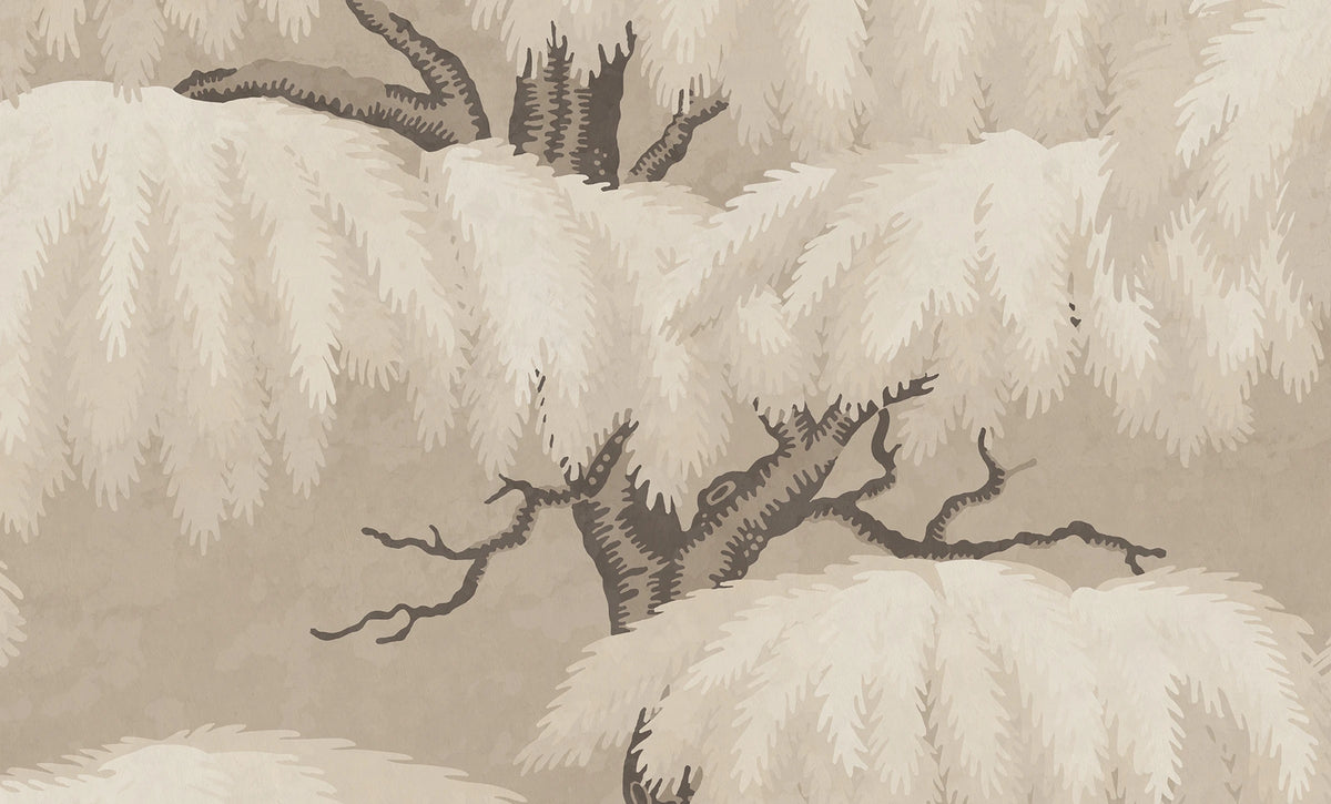 Alba Mural wall mural by Sandberg – forest & woodland design, Beige – flat swatch showing the repeat