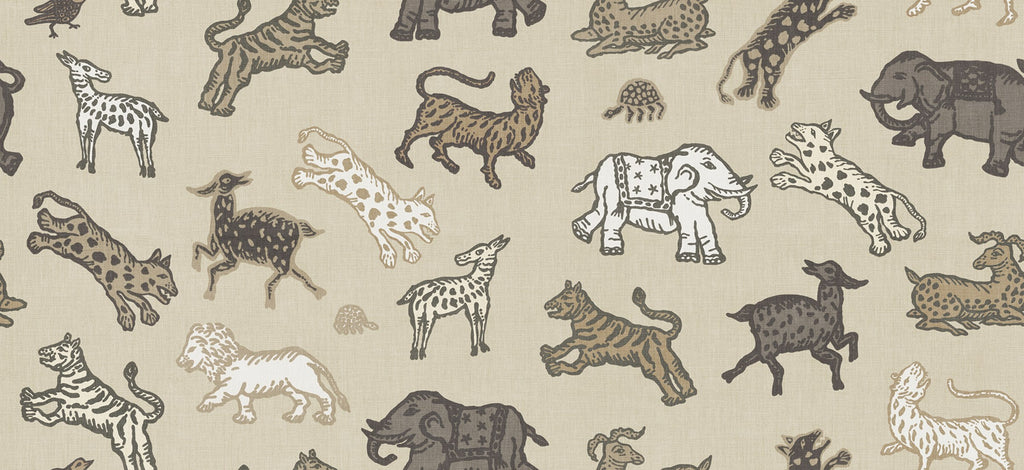 Leonard wallpaper by Sandberg – animals design, Beige – styled in a room setting, view 2
