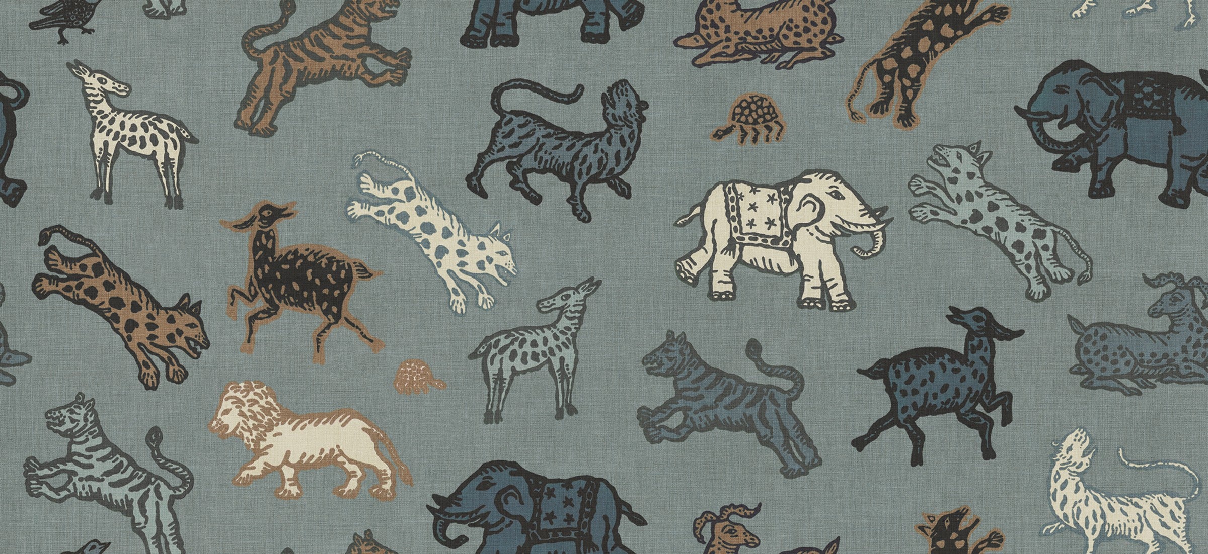 Leonard wallpaper by Sandberg – animals design, Blue – Misty Blue – flat swatch showing the repeat, view 2