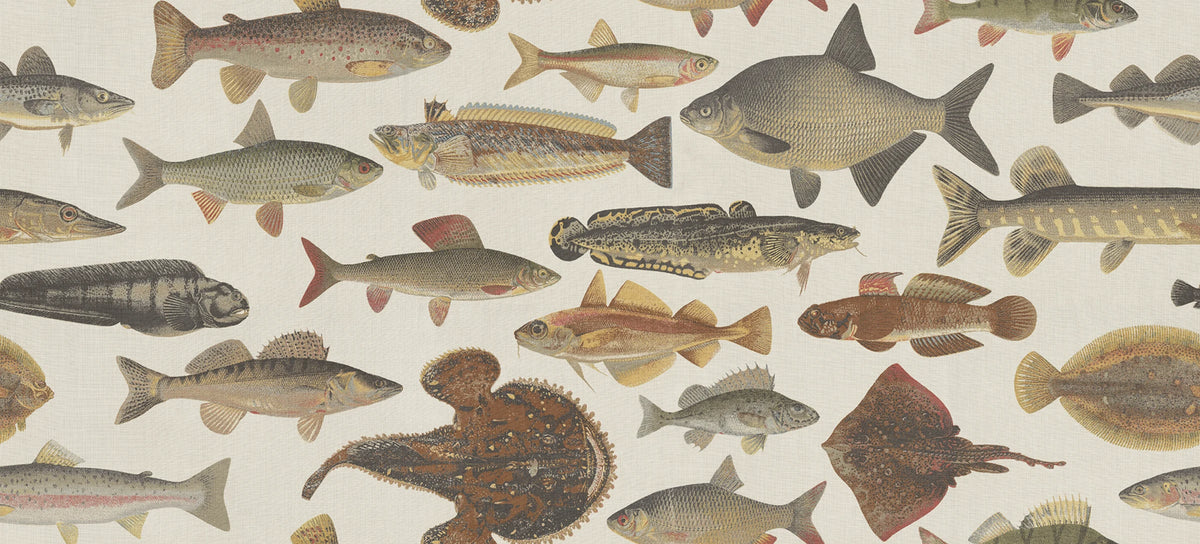 Scandinavian Fish wallpaper by Sandberg – animals design, Beige