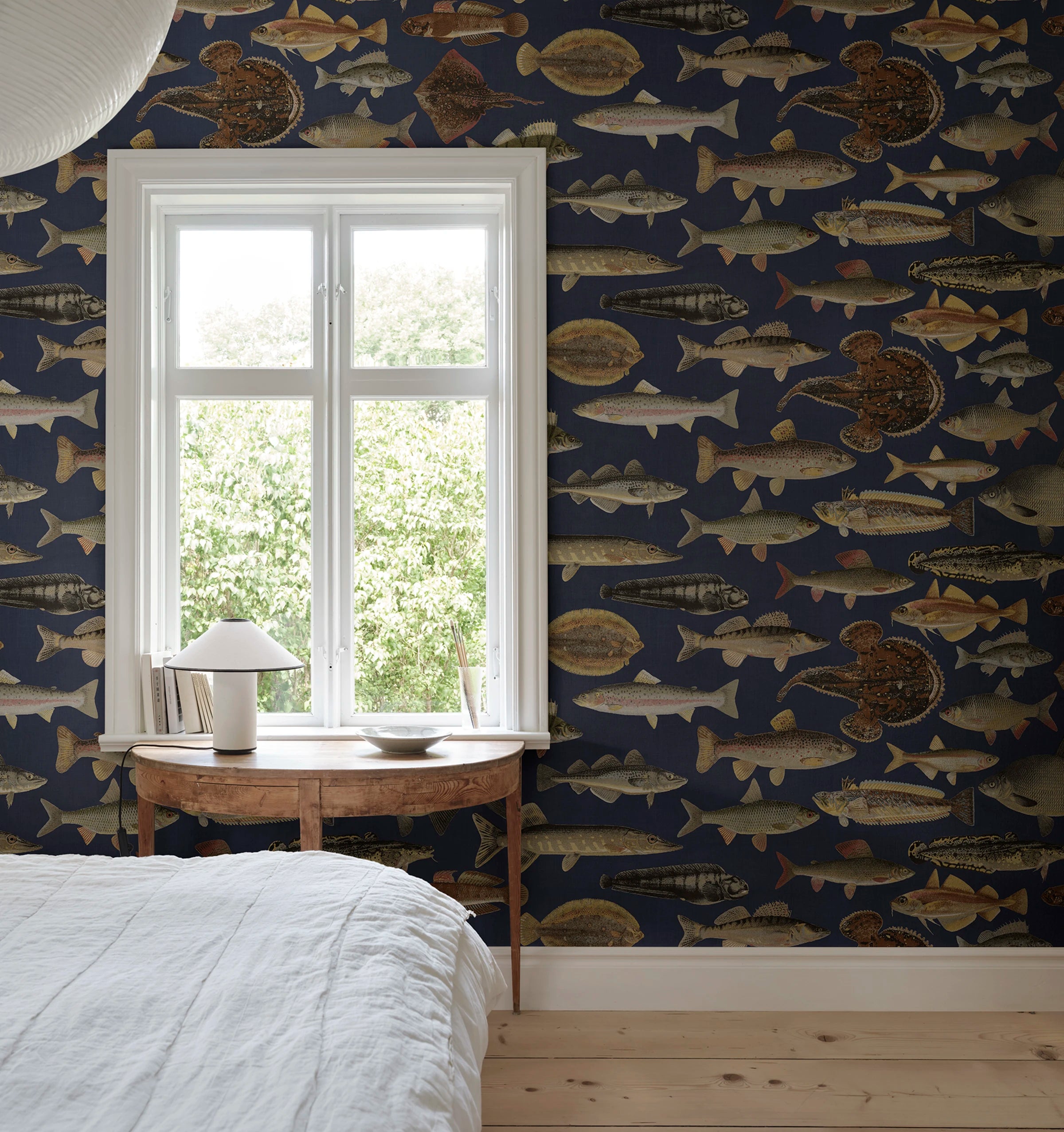 Scandinavian Fish wallpaper by Sandberg – animals design, Blue – Dark Blue