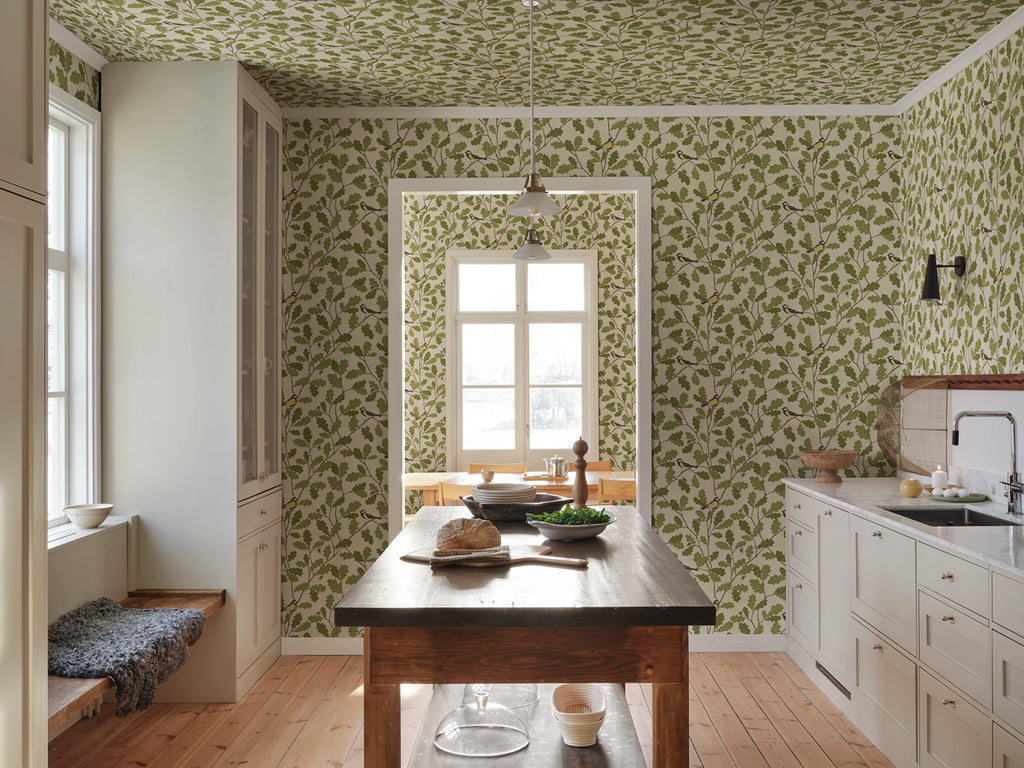 Waldemar wallpaper by Sandberg – botanical design, Green