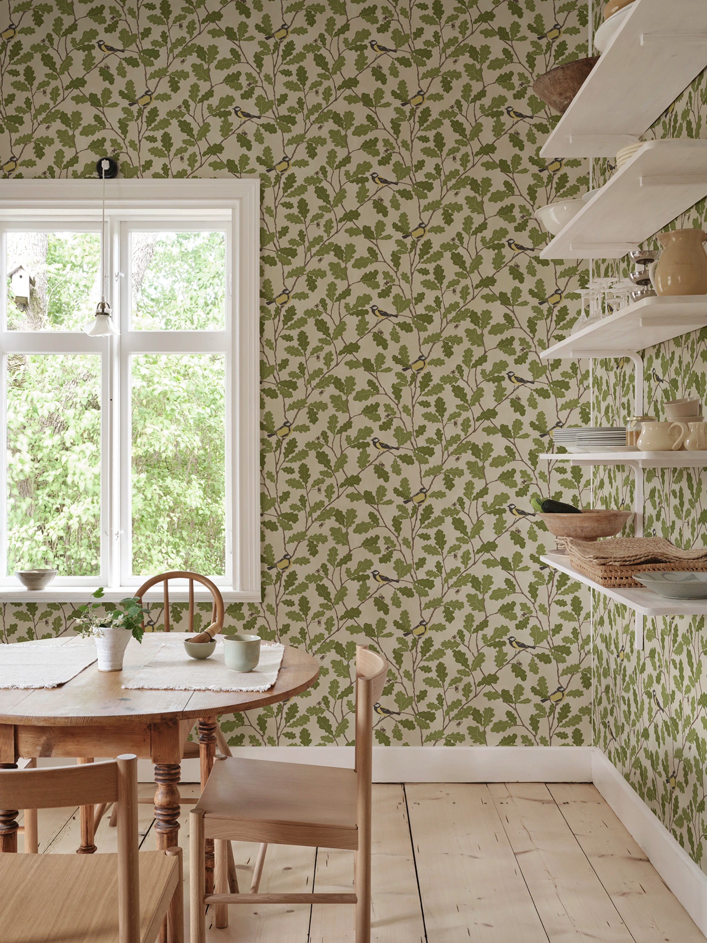 Waldemar wallpaper by Sandberg – botanical design, Green