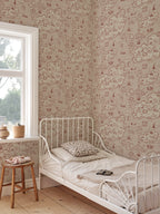 Ferdinand wallpaper by Sandberg – kids & nursery design, Red – Burgundy – styled in a room setting, view 9