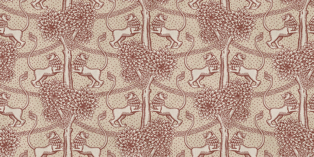 Leopold wallpaper by Sandberg – animals design, Red – Burgundy – flat swatch showing the repeat, view 3