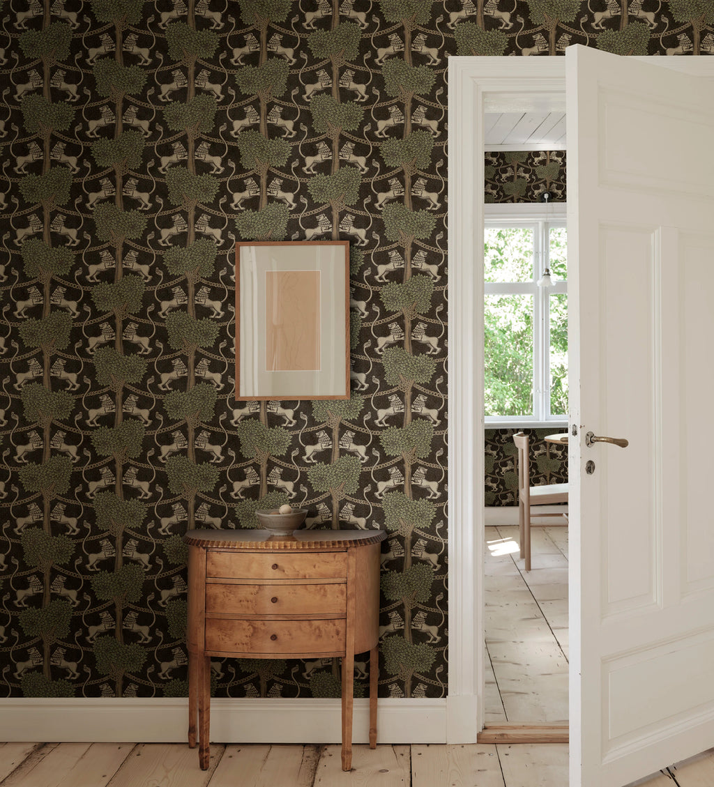 Leopold wallpaper by Sandberg – animals design, Grey – Graphite