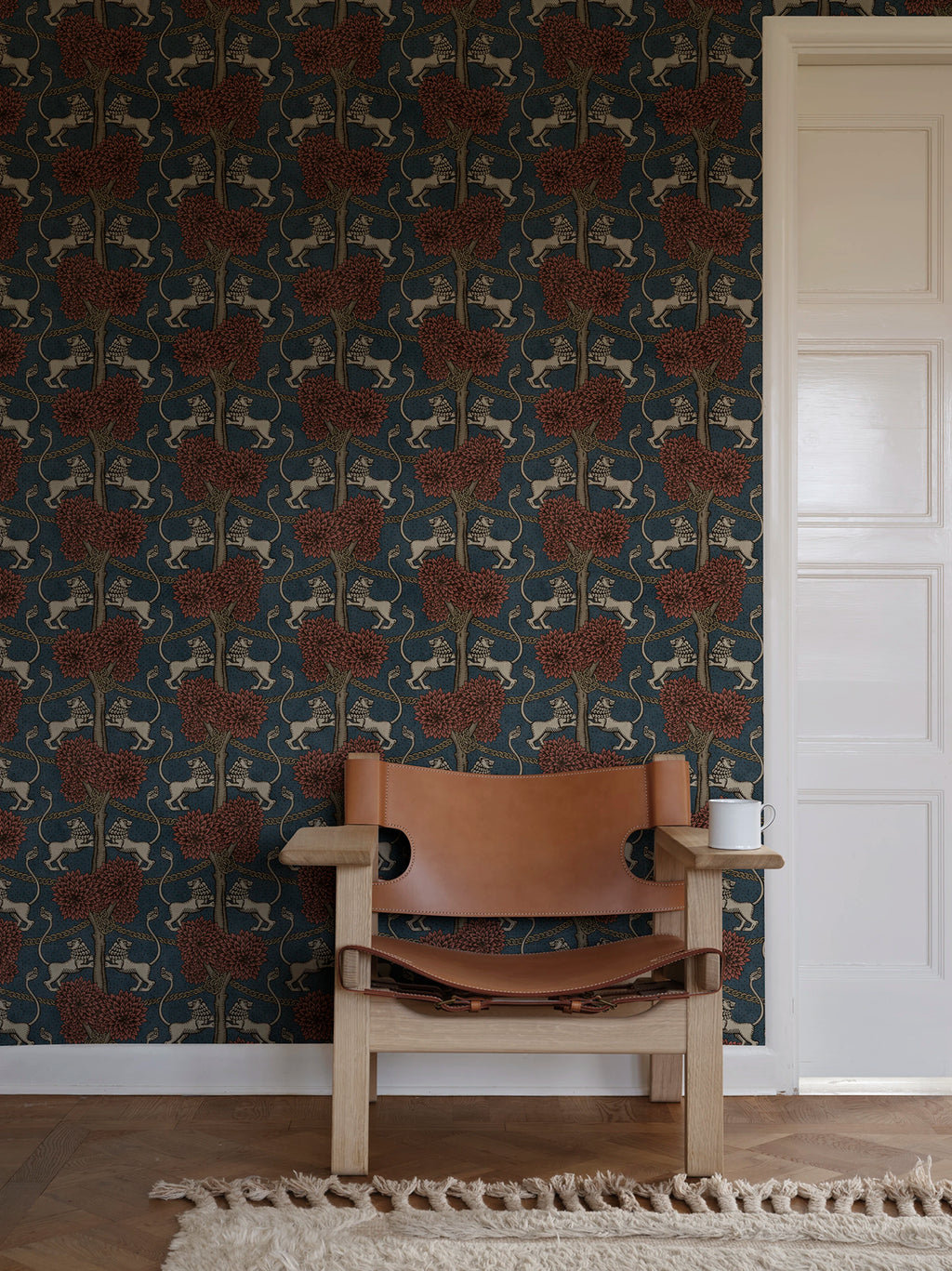 Leopold wallpaper by Sandberg – animals design, Blue