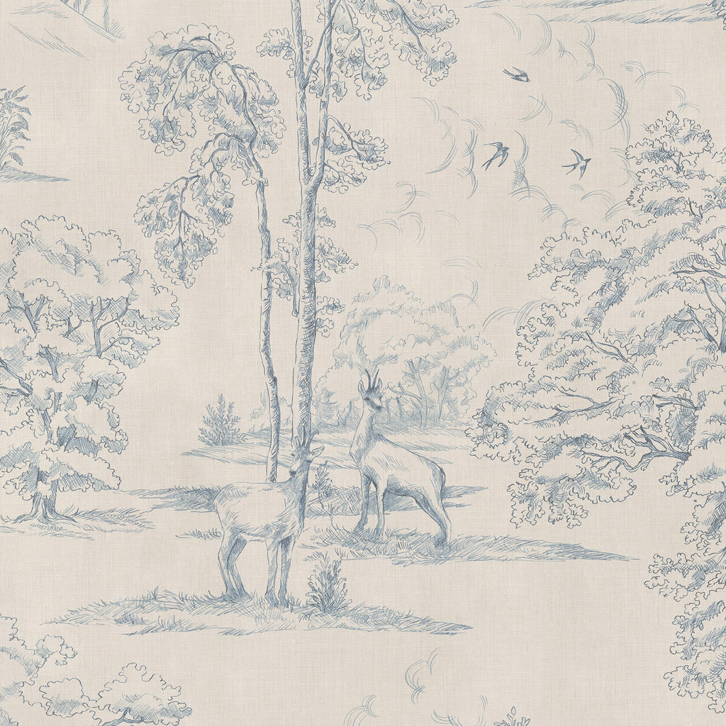 Montfort Mural wall mural by Sandberg – forest & woodland design, Blue – flat swatch showing the repeat