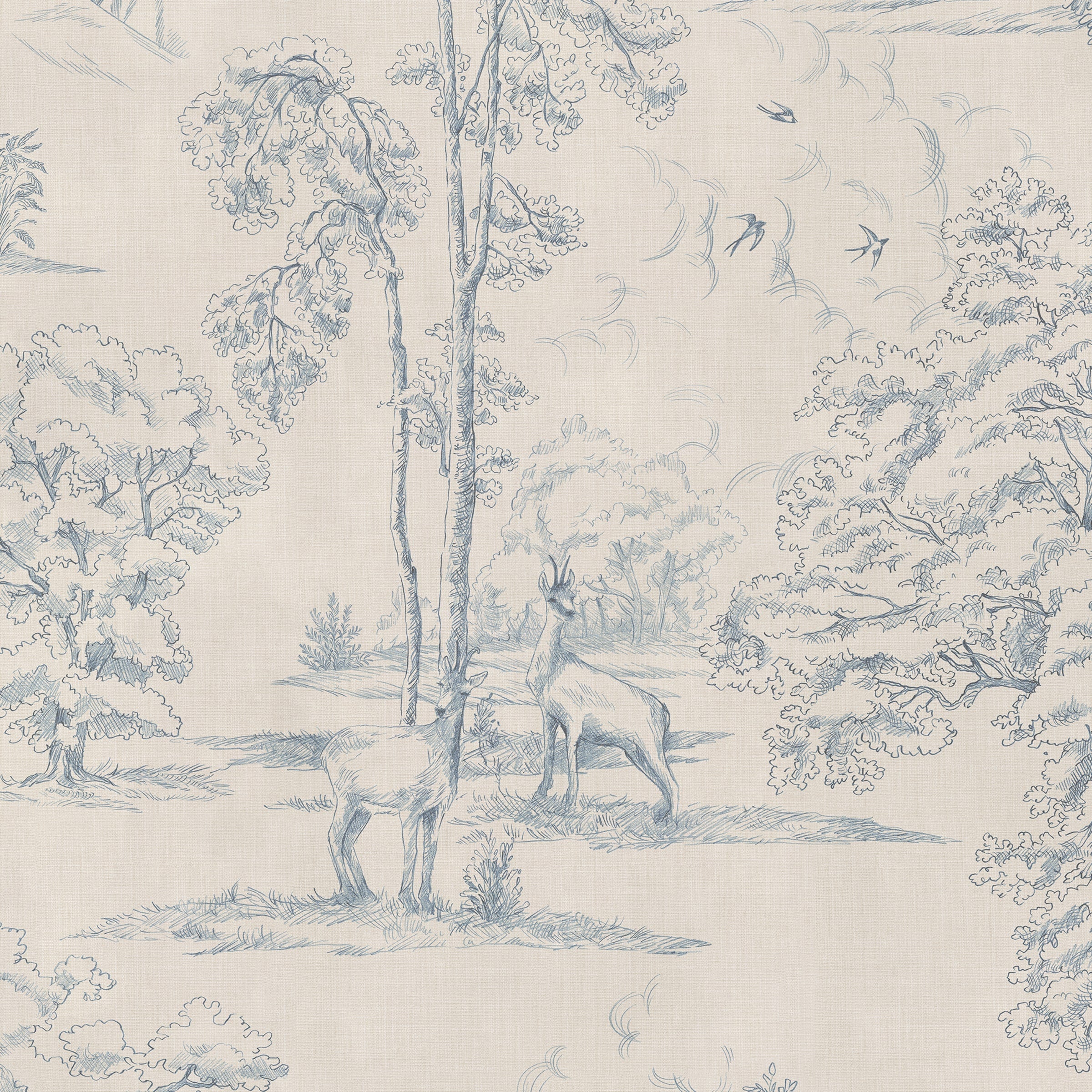Montfort Mural wall mural by Sandberg – forest & woodland design, Blue – flat swatch showing the repeat