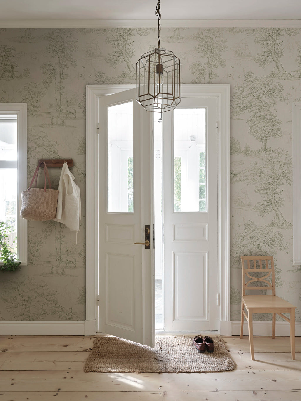 Montfort Mural wall mural by Sandberg – forest & woodland design, Green – Olive Green – styled in a room setting, view 4