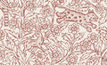 Eden Mural wall mural by Sandberg – animals design, Red – flat swatch showing the repeat, view 3