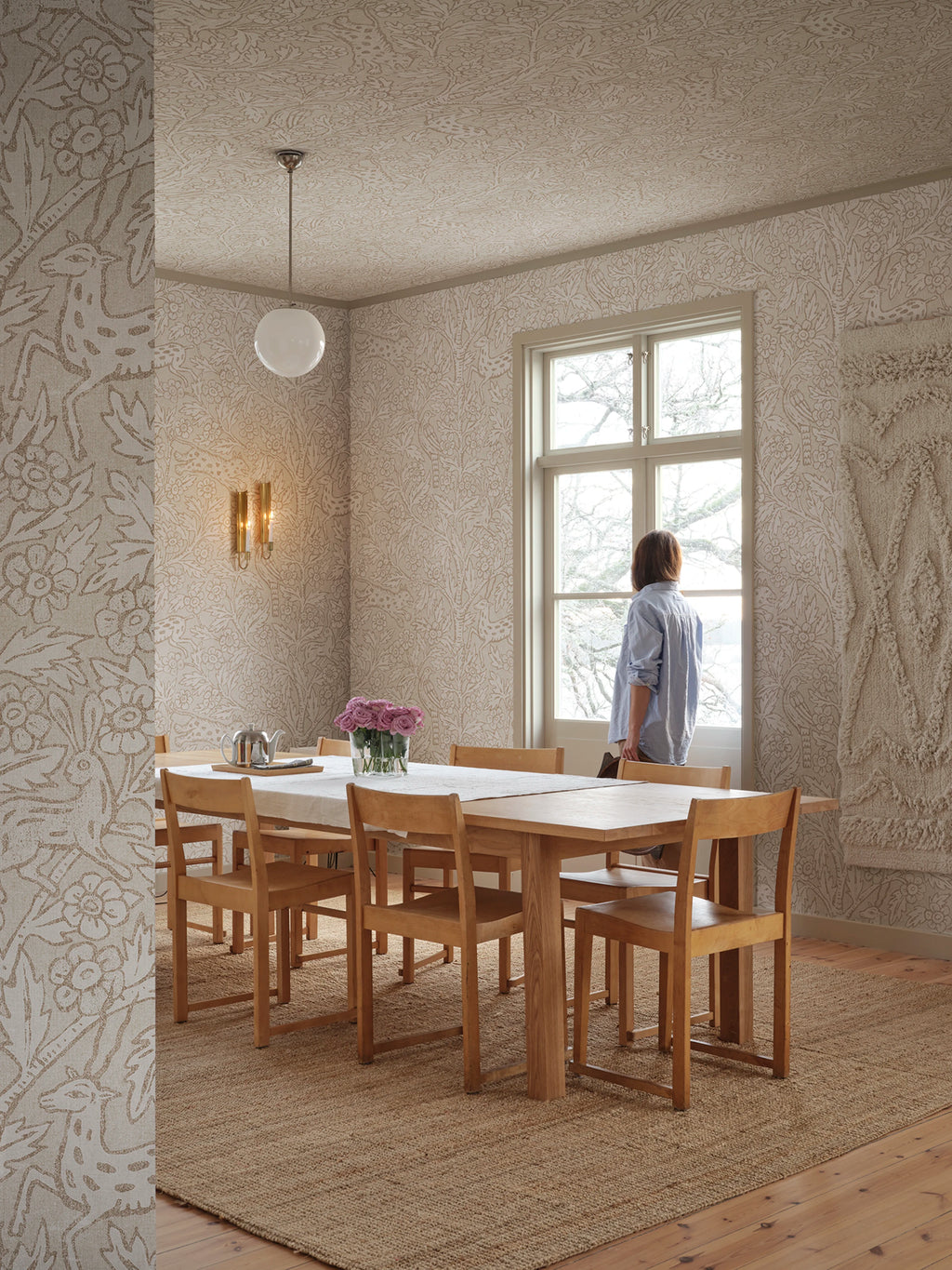 Eden Mural wall mural by Sandberg – animals design, Beige – Sandstone – styled in a room setting, view 7