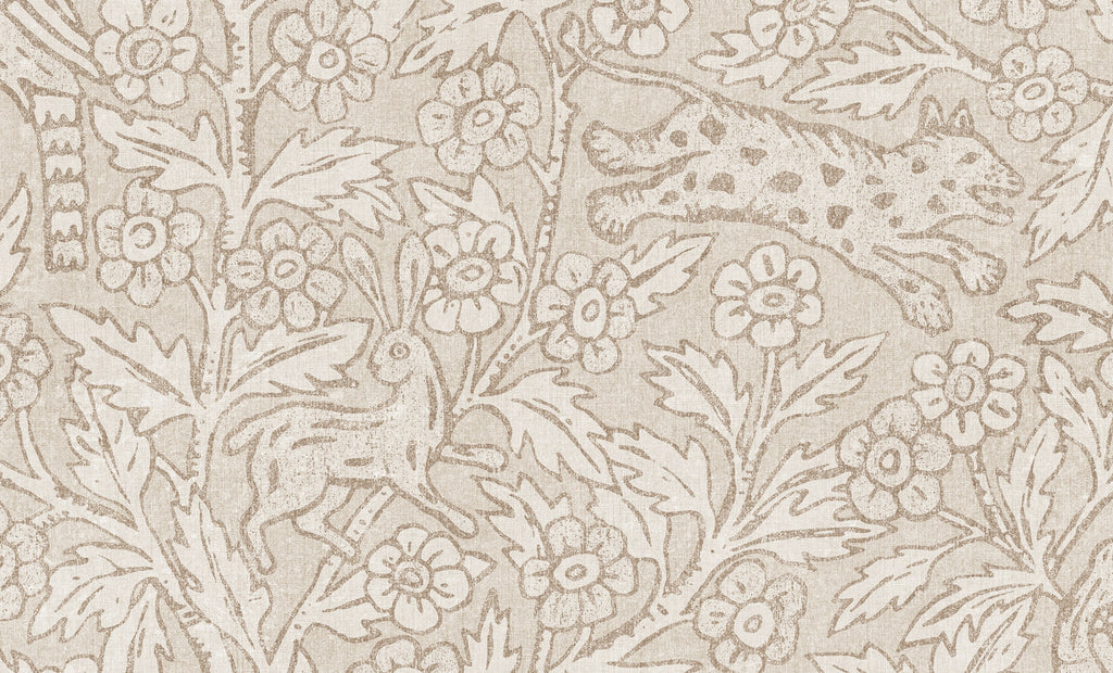 Eden Mural wall mural by Sandberg – animals design, Beige – Sandstone – flat swatch showing the repeat, view 4