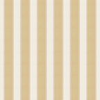 Henrik wallpaper by Sandberg, flat swatch of soft gold and cream ticking stripes with fine red accent line