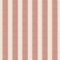 Henrik wallpaper by Sandberg, flat swatch of dusky-pink and cream ticking stripes with slim red pinstripe