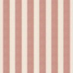 Henrik wallpaper by Sandberg, flat swatch of dusky-pink and cream ticking stripes with slim red pinstripe