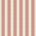 Henrik wallpaper by Sandberg, flat swatch of dusky-pink and cream ticking stripes with slim red pinstripe