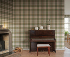 Ranold wallpaper by Sandberg – geometric design, Green, styled on an interior wall