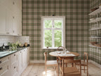 Ranold wallpaper by Sandberg – geometric design, Green, styled in a second room setting