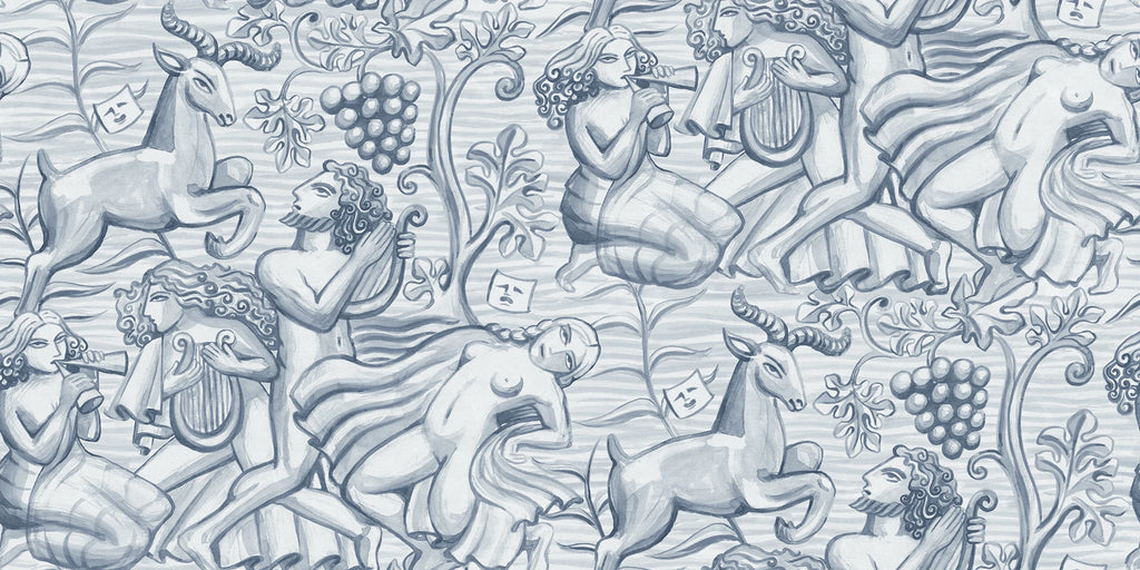 Baccus wallpaper by Sandberg – monochrome design, Light Blue – flat swatch showing the repeat, view 3