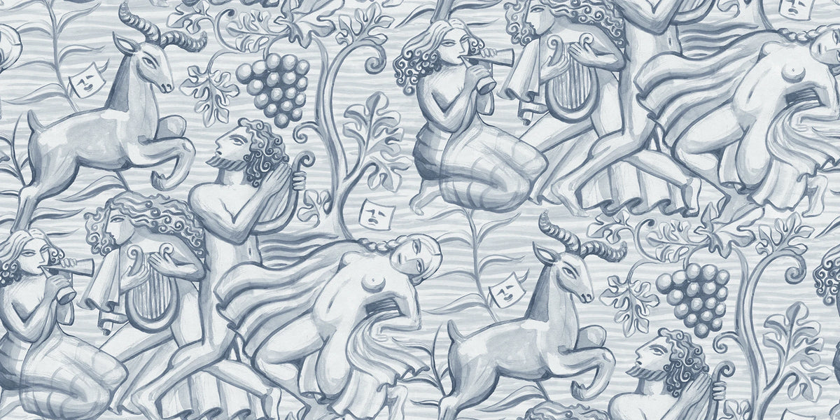 Baccus wallpaper by Sandberg – monochrome design, Light Blue – flat swatch showing the repeat, view 3