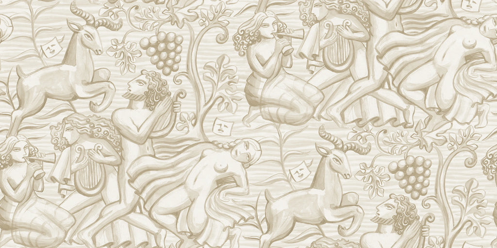 Baccus wallpaper by Sandberg – monochrome design, Beige – Sand – flat swatch showing the repeat, view 4