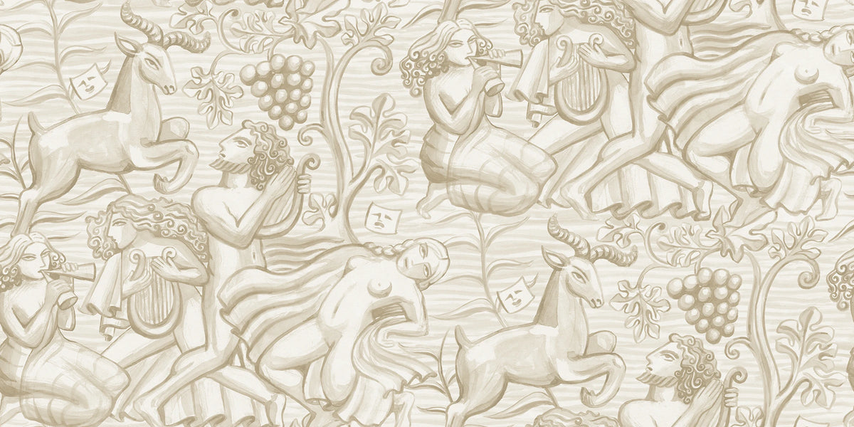Baccus wallpaper by Sandberg – monochrome design, Beige – Sand – flat swatch showing the repeat, view 4