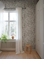 Baccus wallpaper by Sandberg – monochrome design, Grey – Graphite – styled in a room setting, view 3